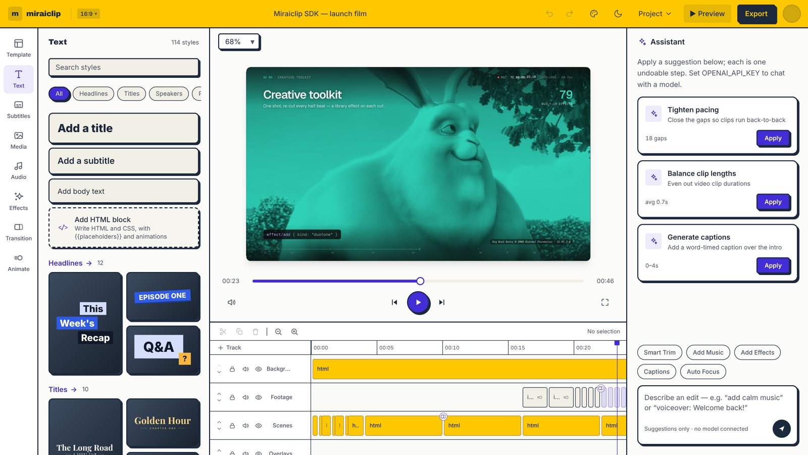 The editor in the Neobrutalism light theme