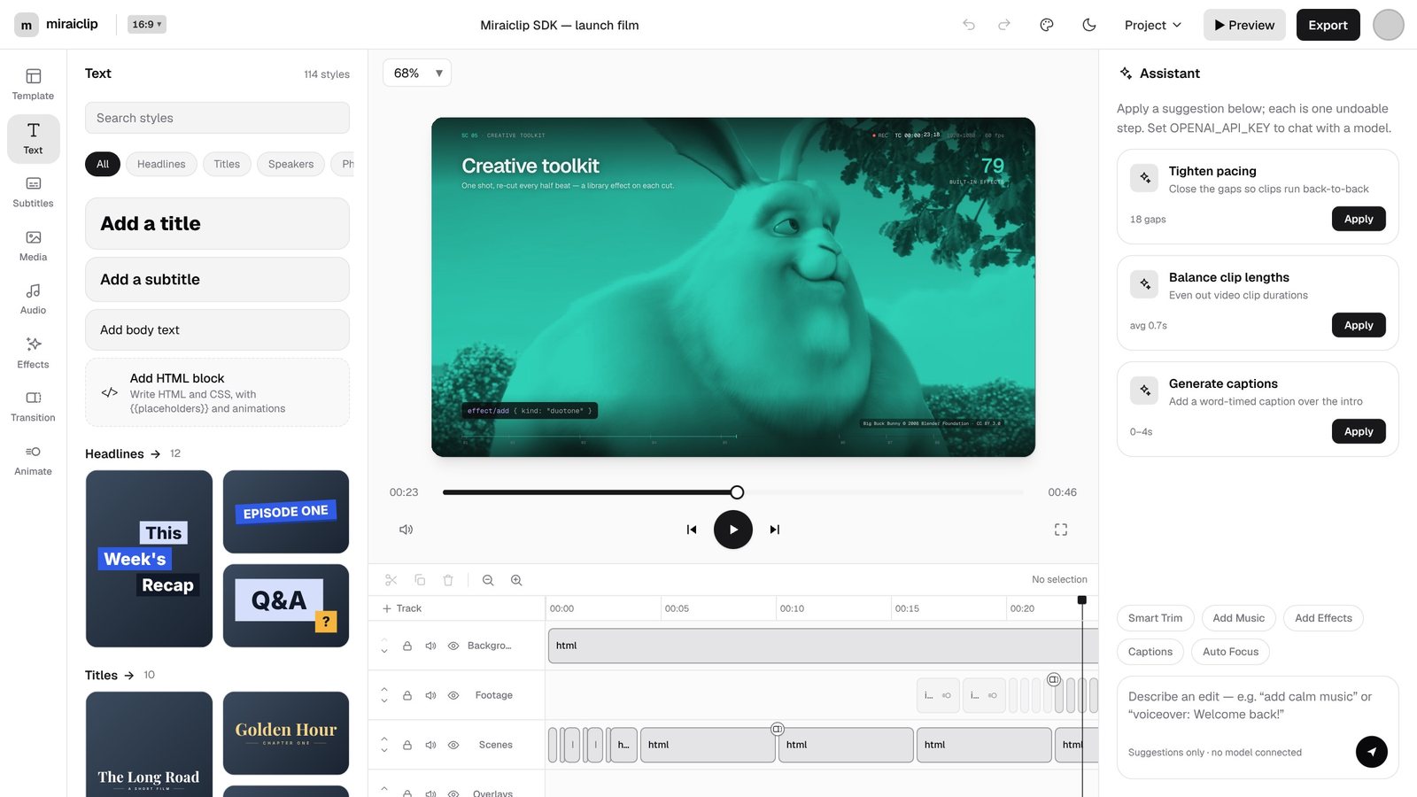The editor in the Shadcn light theme